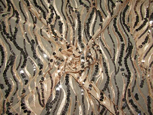 Tissu lycra beige avec séquences colorées assorties de 147 cm FF54 pour couture élasthanne
