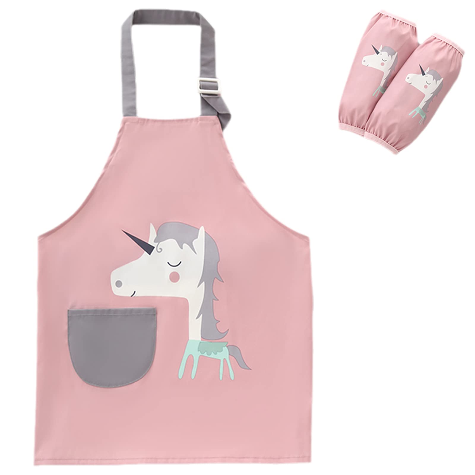 SUNNEKOKitchen Apron Cooking Apron Kitchen Apron BBQ Apron Waterproof Bib Apron Women's Kitchen Apron with Pocket for Chef Cupcake Cafe Garden, Unicorns, S