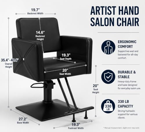 Image of Artist hand Barber Salon Chair for Hair Stylist, Black Base
