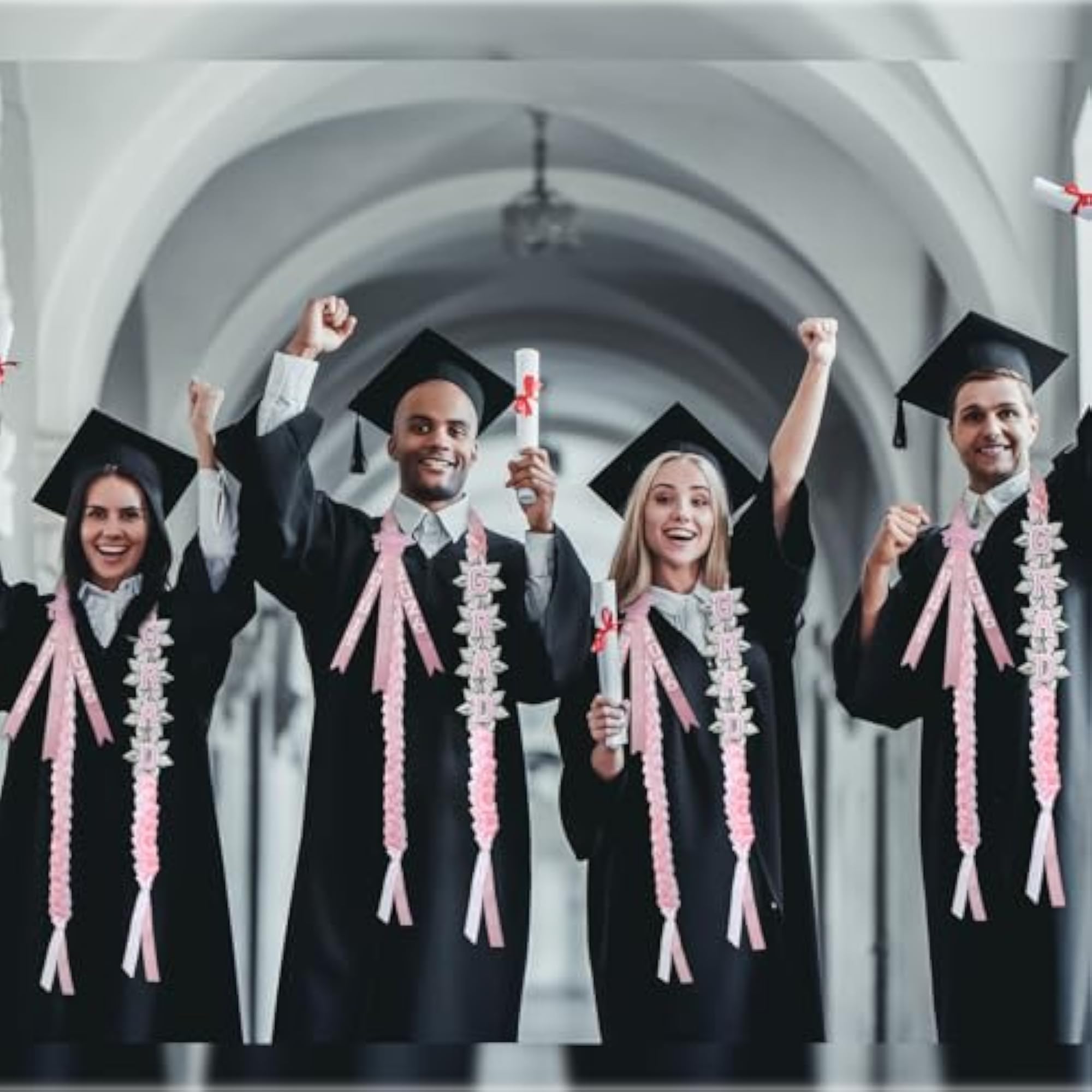 Handmade Graduation Ribbon Lei Necklace, Class of 2026 Gift