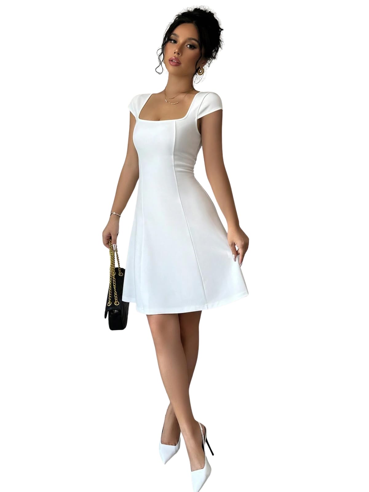 greciilooks Dress | Summer Dress | Square Neckline | Bodycon Women Dress | Midi Dress for Women-picture-42