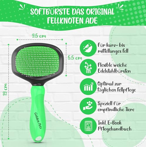 TESTURTEIL SEHR GUT Softbürste verbesserte Version **VERGLEICHSSIEGER** Katzenbürste, Hundebürste Pudel mit Schutznoppen für besonders empfindliche Tiere