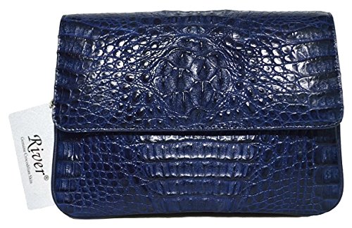 Authentic River Crocodile Skin Womens Hornback Handbag Shoulder Bag Chain Strap