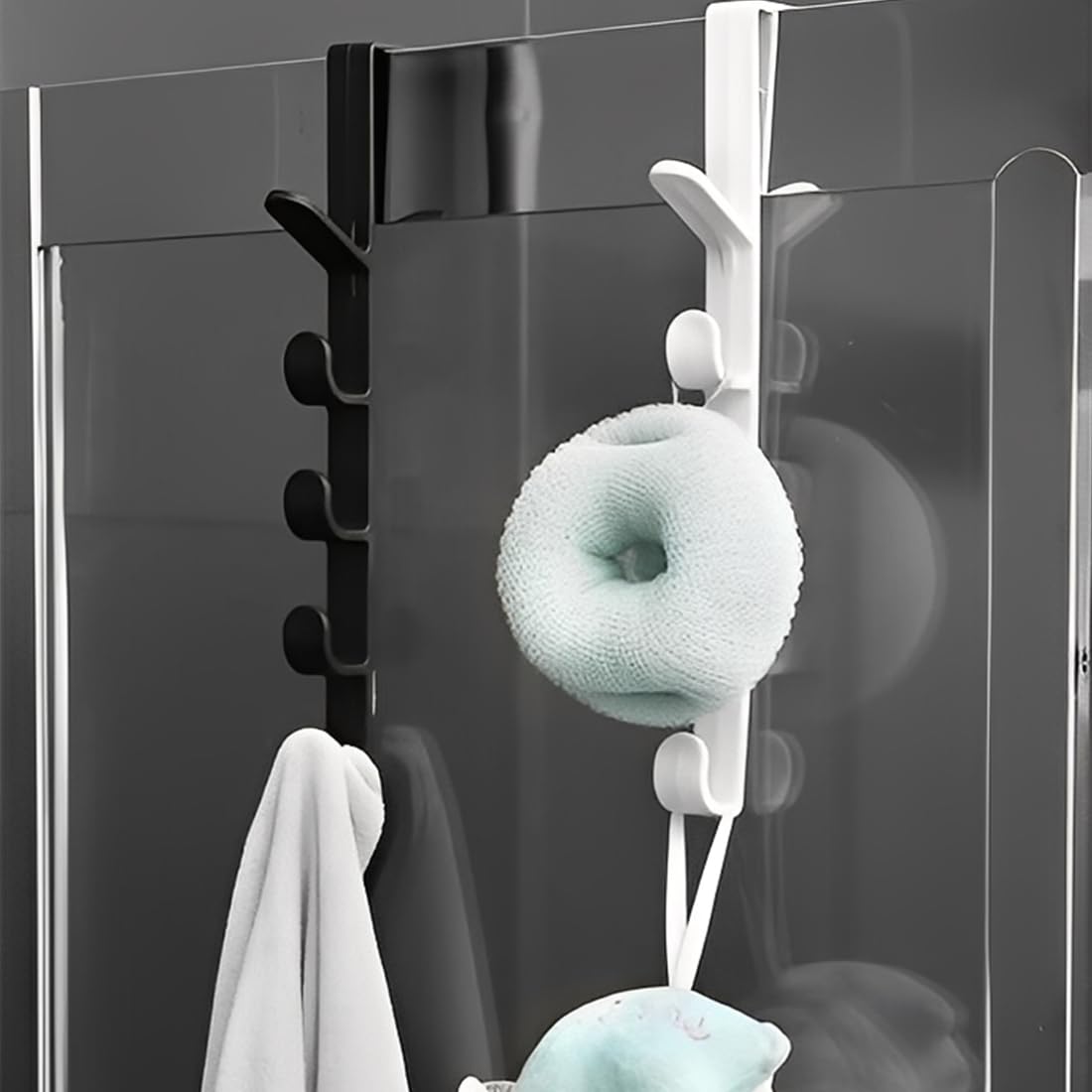 4 Pezzi Ganci Per Porta, Appendi Abiti Da Porta Senza Fori, Crogioni Per Abiti A Sospensione Per Porte, 5 Crogioni, Per Porte, Armadi, Creme, Bagni (Nero, Bianco, 4,5 * 26,5 cm)