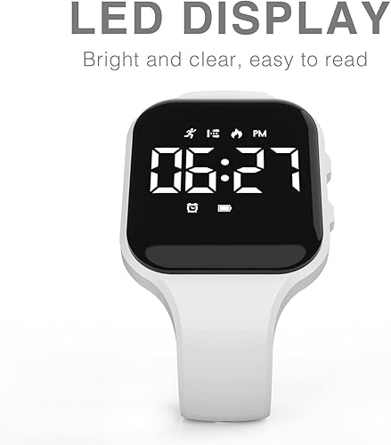 Miniatura 5 de Reloj de seguimiento de fitness LED sin Bluetooth, reloj de podómetro digital, con conteo de pasos, distancia, calorías, cronómetro, reloj