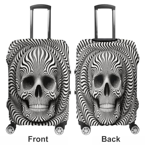 Tear-Resistant Luggage Protector Cover Breathable Anti-Dust Suitcase Guard Eco-Friendly Shockproof Design for Long-Haul Travel & Business Trips Enhanced Luggage Protection Skull Illusion3