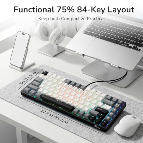 Image of RK ROYAL KLUDGE RK84 Wired 75% RGB Hot Swappable Mechanical Gaming Keyboard | 84-Keys Compact TKL Gaming Keyboard w /Programmable Software for Mac /Win, Sound Absorbing Foam, PBT Keycap, Custom Switch