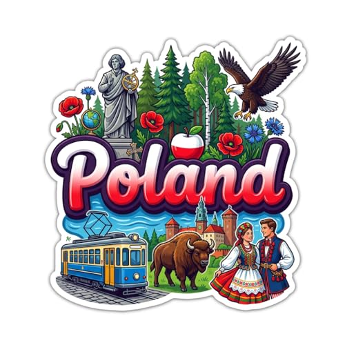 Image of Poland Fridge Magnet - Glossy Engineered Wood Magnet, Precision Laser Cut, HD Print, Durable Poland Country Decor Refrigerator Magnet