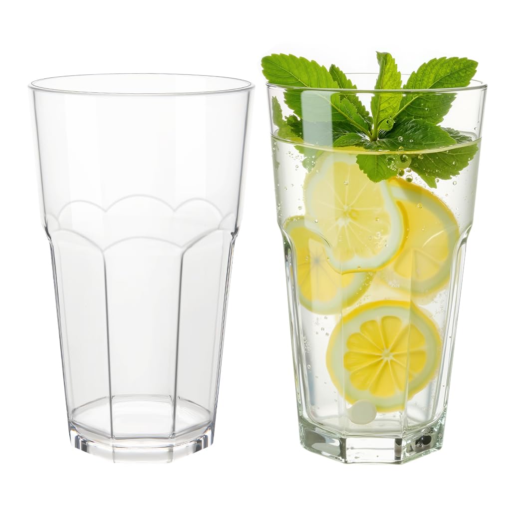 MICHLEY Unbreakable Drinking Glasses Set of 2 12oz Tritan Plastic Highball Glass Tumbler Glassware for Water Beer Juice