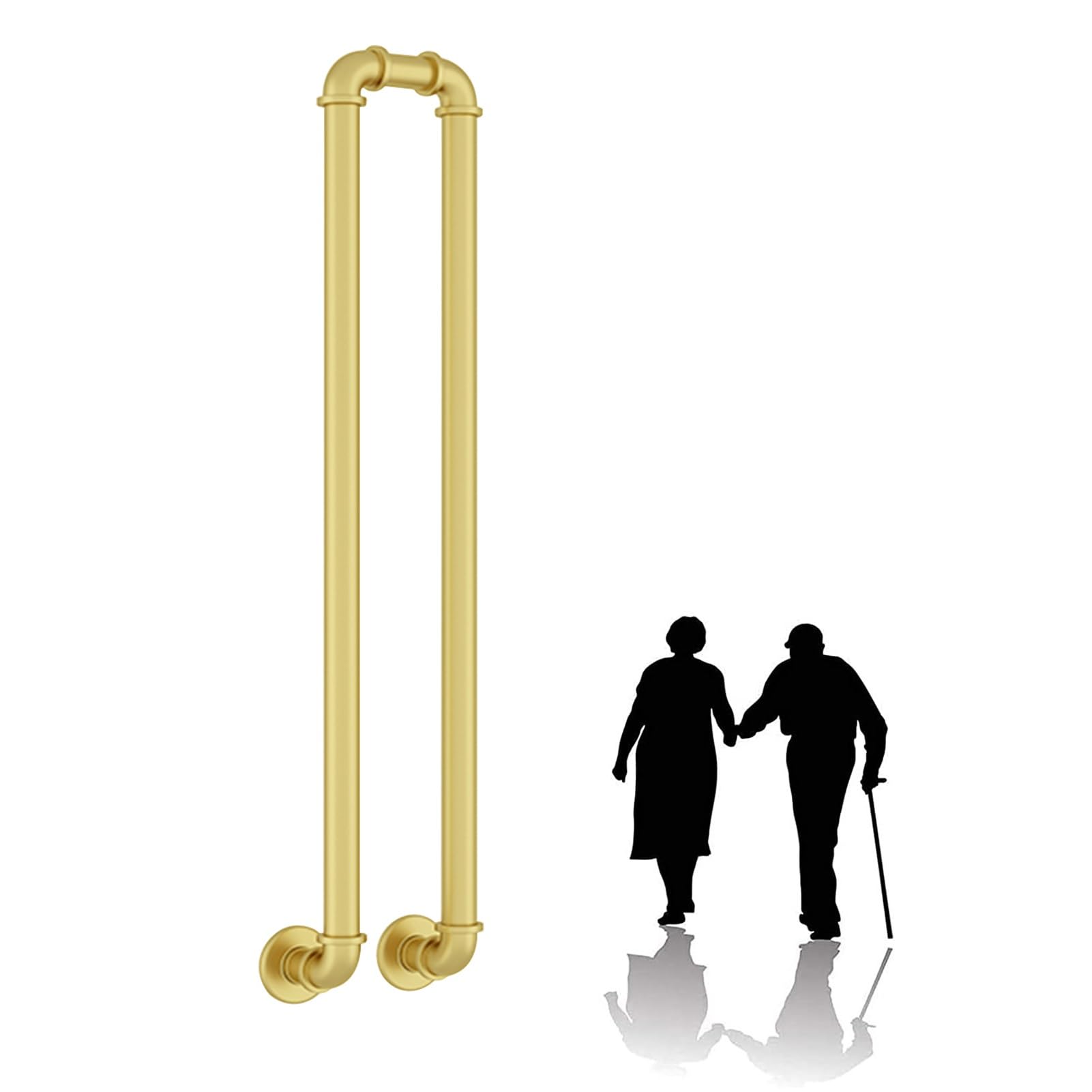 LWJSOCP Stair handrail Stair Handrails Railing Set - Wrought Iron Balusters Modern Decor Transitional Staircase Banister Handrail Slatted for Concrete Steps and Wood Stairs Gold (Size : 45cm(1.5ft)