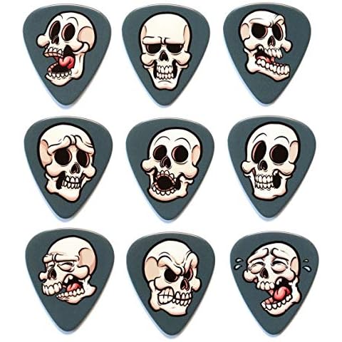 Funny Skull Guitar Picks Set of 9 Double Sided Harmony Picks Premium Plectrums Cover