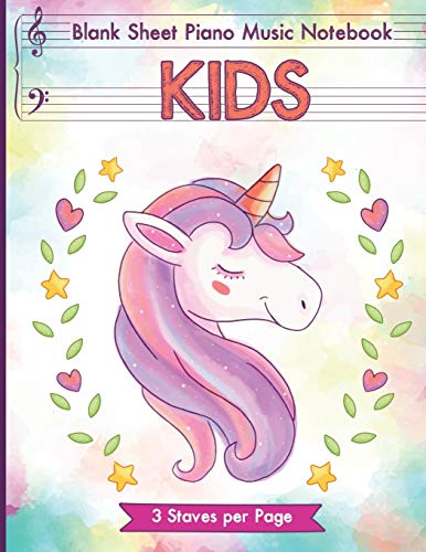 Blank Sheet Piano Music Notebook Kids: Unicorn Blank Sheet Piano