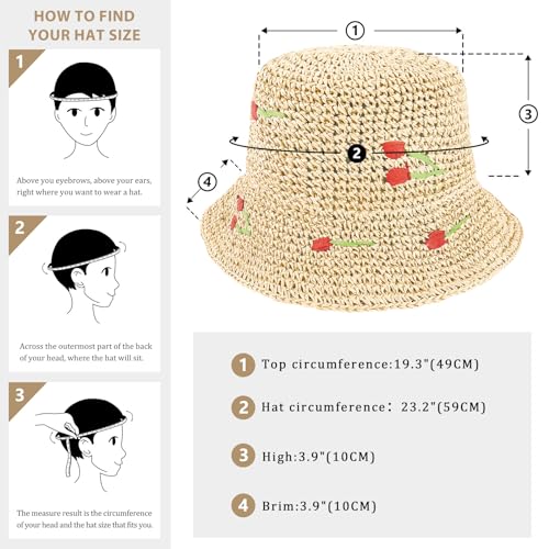 Sombrero tipo bucket de paja para mujer miniatura 4
