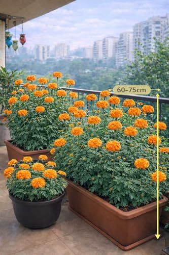 Image of African Marigold KS2628 - Semi Tall (60-75 cm) | Professional Nursery & Commercial Grade Flower Seeds | Bulk Packs for Farmers & Growers (Orange, 25 Gm)