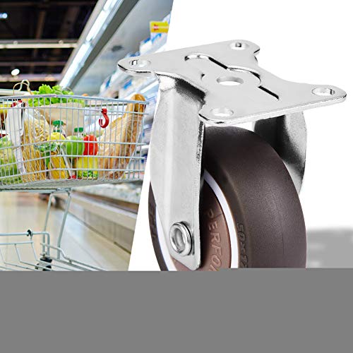 Wincal Fixed Caster, 4Pcs 2 Inch TPE Rubber Movable Silent Chair Fixed Rubber Casters for DIY Trolley, Mobile Shopping Carts - Image 2