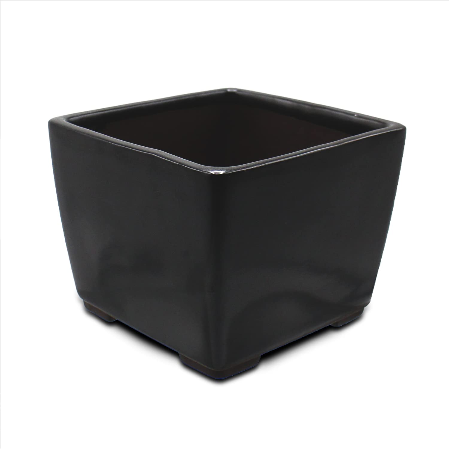 Amazon.co.jp: うめきち盆栽用品店 盆栽鉢 4号 正角 黒色 黒
