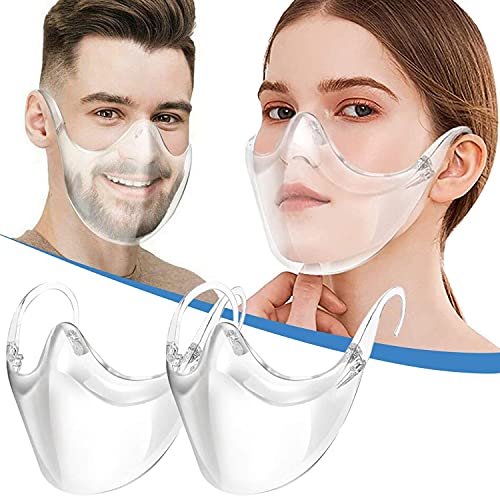 Transparent_Face_Mask, Clear Combine Plastic Reusable Clear Face Bandanas, Upgraded Breathable, Visible Expression, for Adults (2 pcs)
