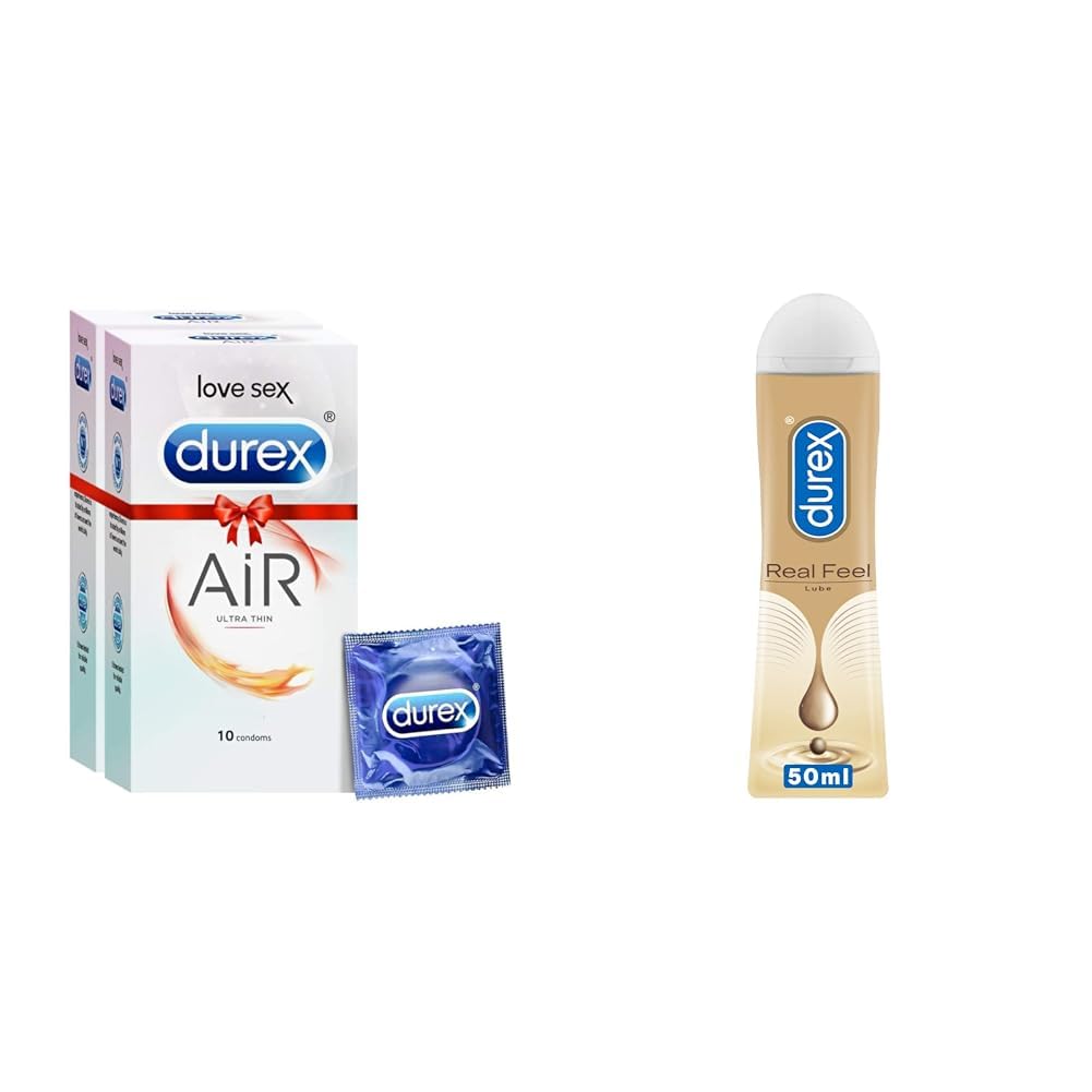 Durex Air Condoms for Men - 10 Count (Pack of 2) |Suitable for use with lubes & toys & Durex Real Feel Long-Lasting Lubricant - 50ml-image-28