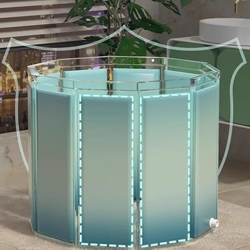 YYW Faltbare Badewanne für Erwachsene, große faltbare kalte Tauchwanne zur Erholung, zusammenklappbarer Eis-Tauchwanne, geeignet für Zuhause, im Freien, Fitnessstudios (Farbverlauf, blaues Isolierset