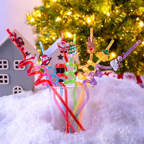 JOYIN 24 PCS Pitillos Plásticos Navideños Reutilizables miniatura 6