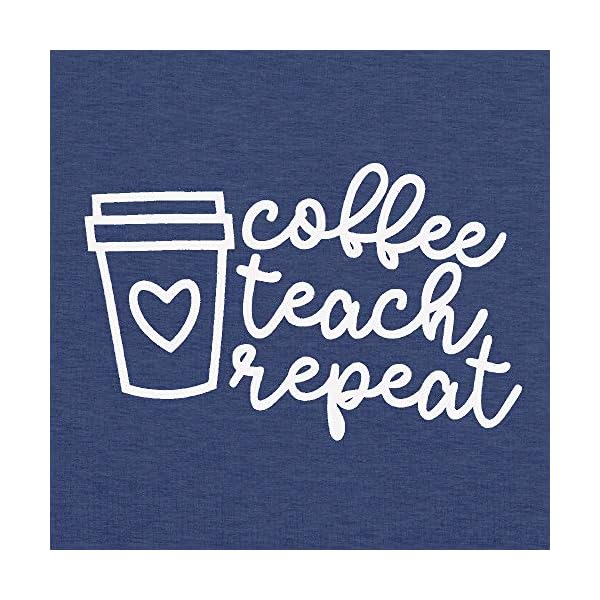 Fanfly Coffee Teach Shirts Women Teacher Shirts Short Sleeve Funny Graphic Summer Tee Tops (Navy Blue, S)