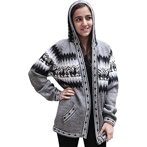 Little Llamas Hooded Alpaca Wool Knitted Jacket Hoodie Sweater Cover
