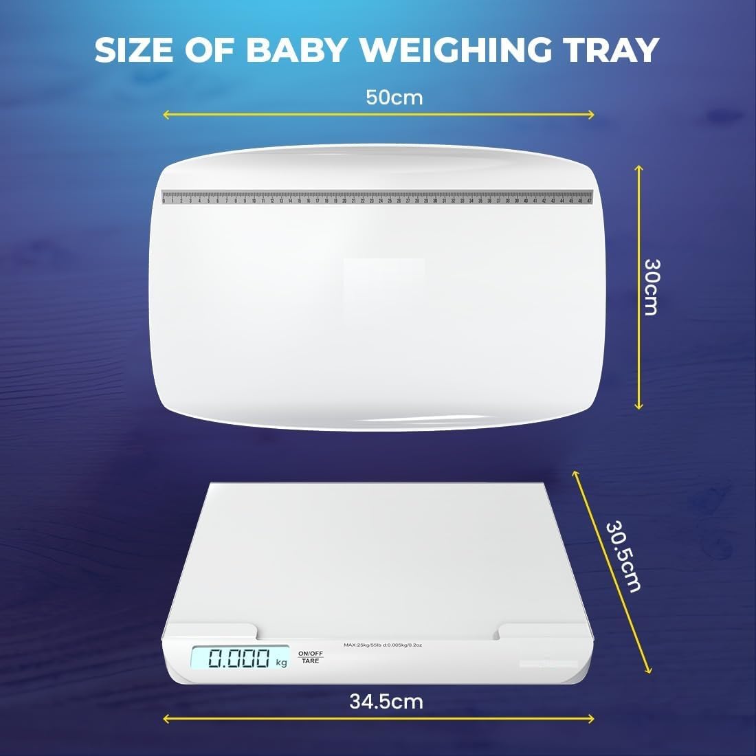 Balance numérique pour bébé avec compteur de hauteur et plateau pour bébé, pèse-bébé jusqu'à 20 kg, mesure précise et fiable pour les nouveau-nés et les tout-petits