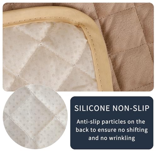 Image of Velvet Recliner Covers Non Slip Waterproof Large Recliner Chair Covers for Leather Chairs Recliner Sofa Cover for Living Room (Beige, 3 Seater)