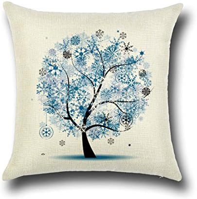 Rise World Pillowcase Snowflake Tree Cushion Covers Decorative Standard Size, Blue Kitchen