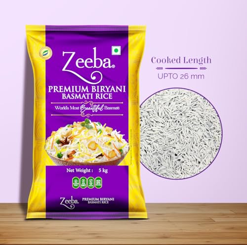Image of Zeeba Premium Biryani Rice 5 Kg, Chef's Choice, Restaurant Style, Extra Long Grains (Cooked length upto 26mm*)