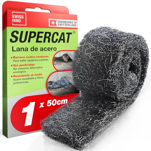 SWISSINNO Lana de Acero Anti roedores -antiratas y Ratones- – Malla roedores INOX Reutilizable para sellar Agujeros – Repelente de Ratas y plagas, contra Insectos – 1 Unidades