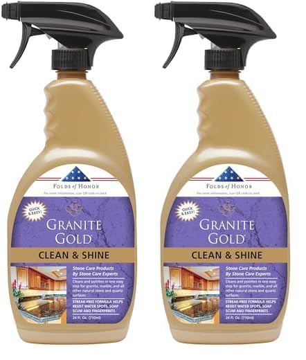 Granite Gold Clean and Shine Spray-Streak-Free Deep Cleaning & Polishing of Granite, Marble, Quartz, 24 Fl Oz (Pack of 2)