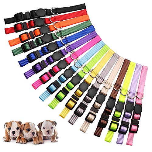 16 Pcs Puppy ID Collars Soft Nylon Breakaway Litter Collars Adjustable with Record Keeping Charts (S)