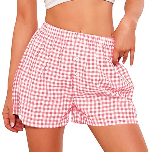 Image of PRETTYGARDEN Womens Summer Gingham Boxer Shorts