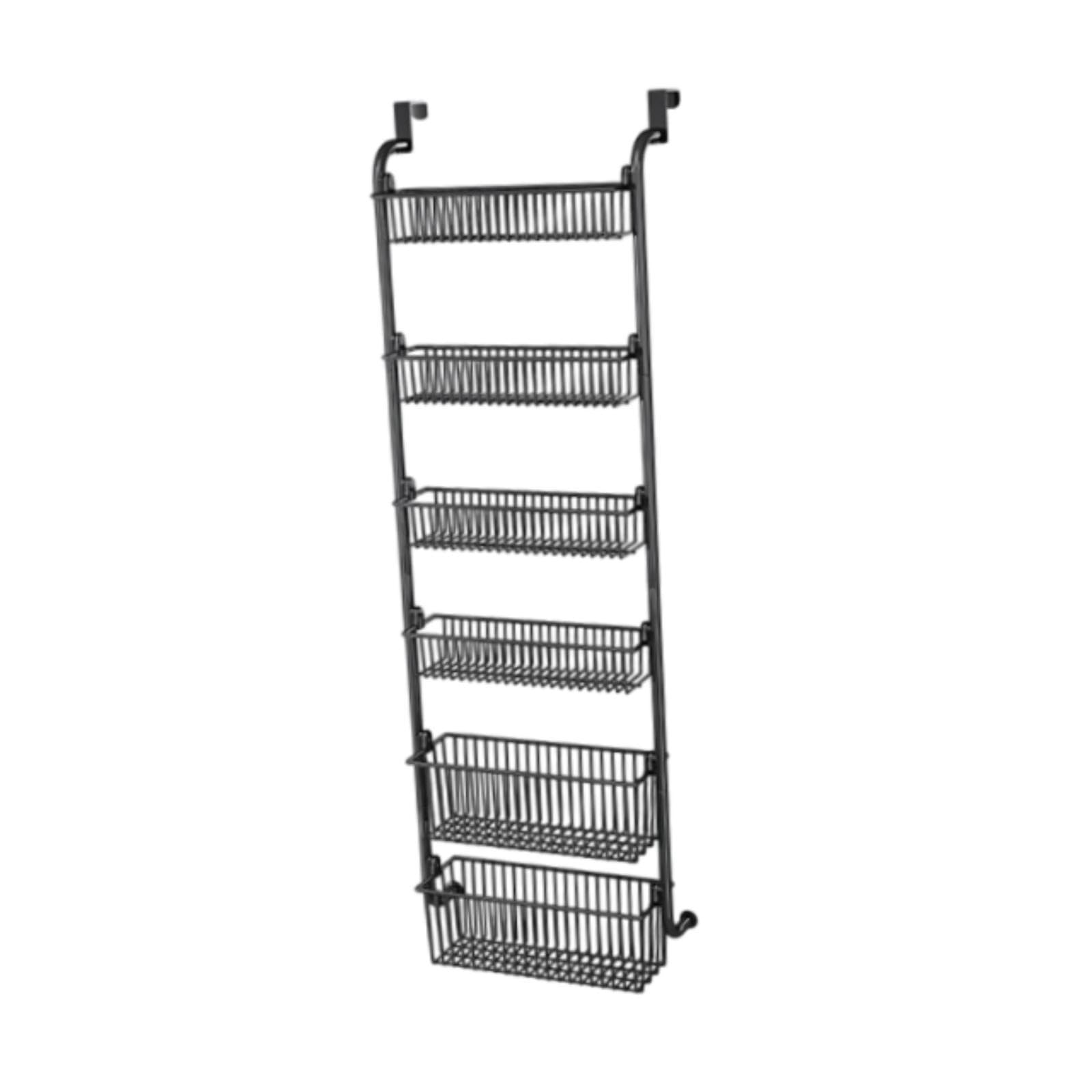 Organisateur De Rangement sur Porte De Door avec Paniers,Noir 6 Niveaux h 139cm