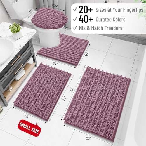 Image of Arotive Luxury Bathroom Rugs 34x21, Extra Soft Thick Absorbent Shaggy Chenille Bath Rugs, Machine Wash Dry, Bath Mats for Bathroom Floor, Tub and Shower, Home Decor Accessories, Deep Plum