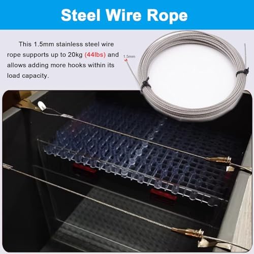 Adjustable Art Display System Kit - 47.2in Aluminum Rail with 2 Wire & 4 Hooks for Gallery, School, Home, Exhibits - Perfect for Hallways & Artwork Showcase