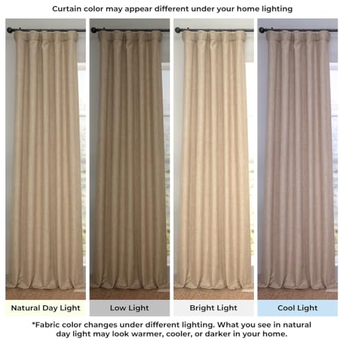 Image of HPD Half Price Drapes - Faux Linen Curtains for Living Room (1 Panel) - 50W X 96L - Textured Room Darkening Curtains for Bedroom 96 Inches Long - Drapes for Home Decor, Nomad Tan
