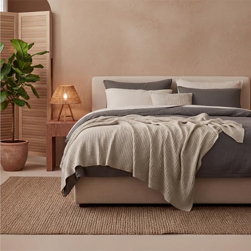 Image of Bedsure 100% Cotton Blanket King Size for Bed - Cooling Breathable and Soft for Summer, Thick Cozy Waffle Weave Blanket Gifts for Women, Taupe, 104x90 inches