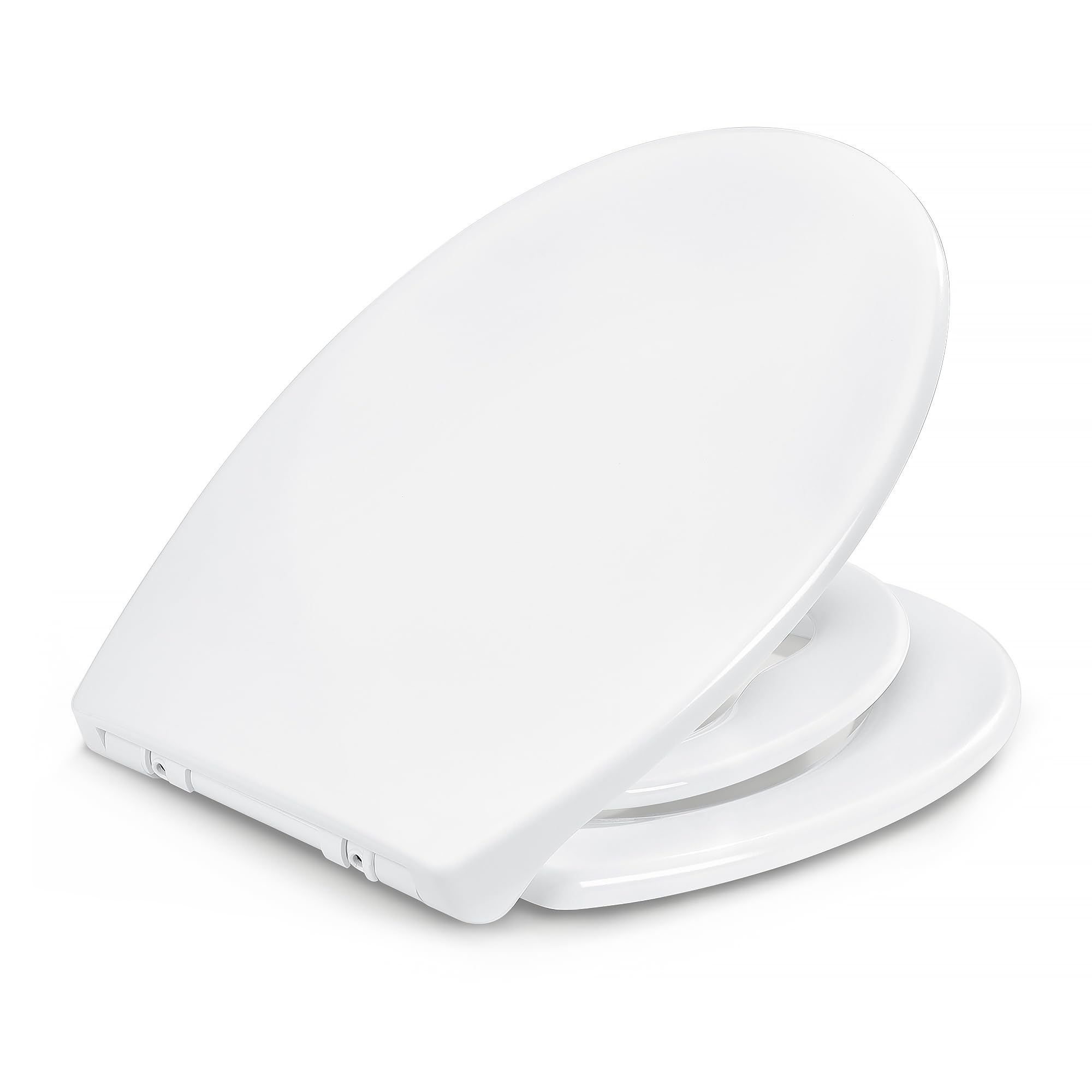 Amazon Basics Family O-Shape Toilet Seat with Removable Child Ring, Soft-Close, Quick-Release Hinges, Universal Size, Anti-Static Urea and Porcelain Finish, White