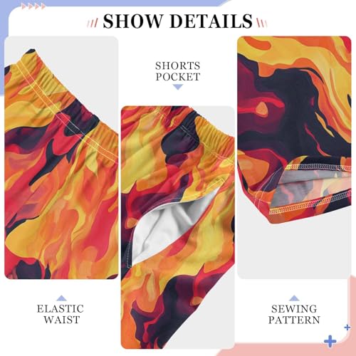 Boys' Pants Orange Fire Flame Blaze Long Bottoms Jogger Pants Elastic Waist Trousers with Pockets S-XL4