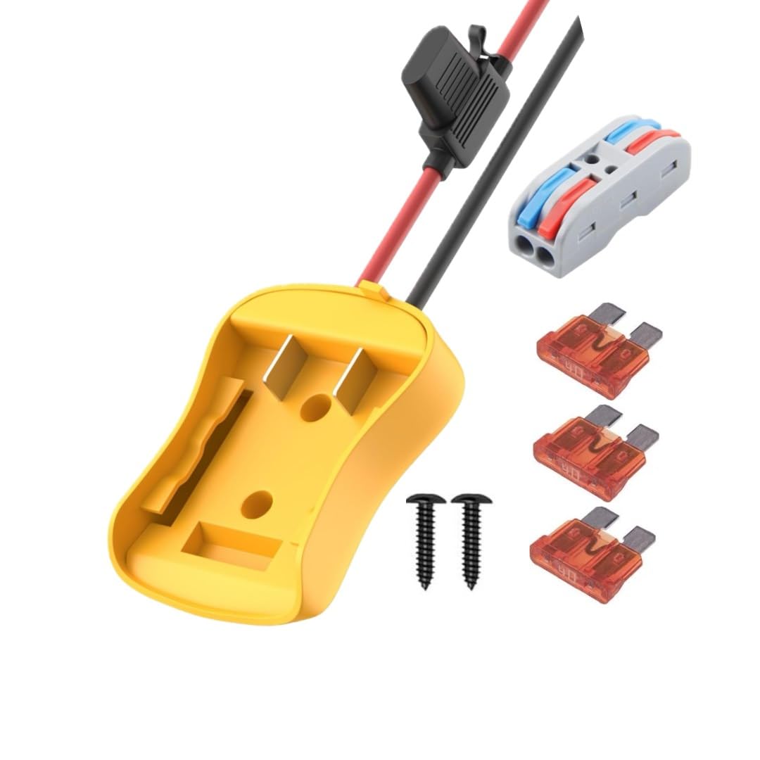 Power Wheel Battery Adapter for Dewalt20v w/Heavy Duty 12 AWG Wire and Upgraded 40 Amp Fuses. As Seen On Dad Hacks YouTube