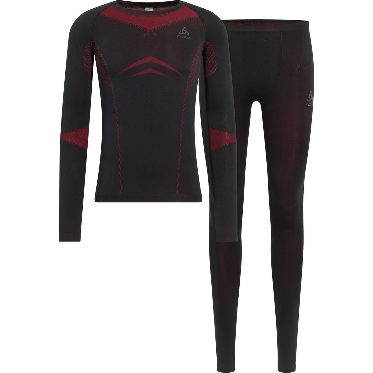 Odlo Herren Fundamentals Performance Warm Set, Black-Chinese red, M