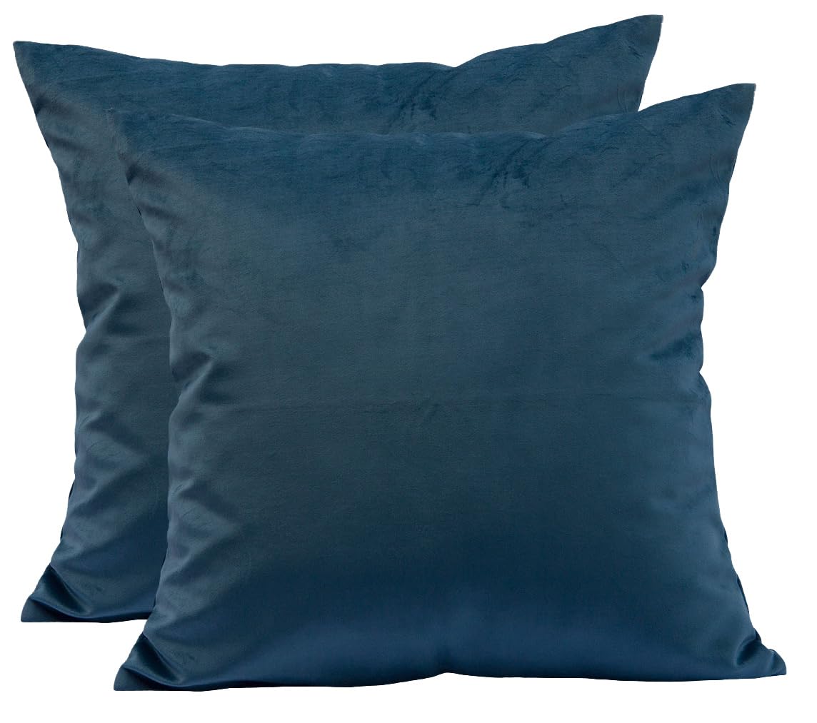 TangDepot Pack of 2 Solid Velvet Throw Pillow Covers, Cushion Shams, Super Luxury Soft Pillow Cases, Square Pillow Shells - (16x16 Inch 2 Pieces,