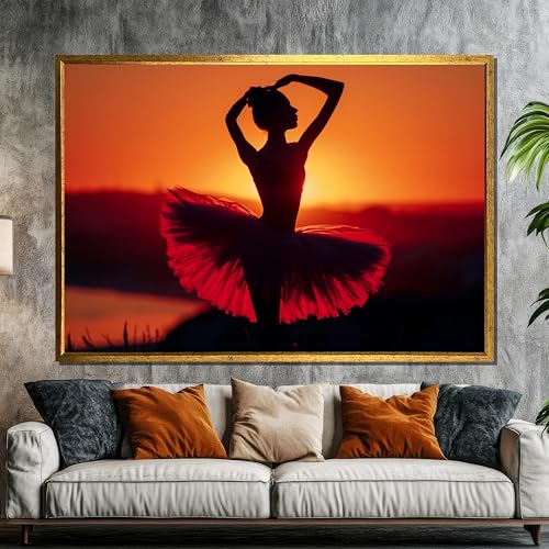 Décoration murale gracieuse : toile silhouette ballerine haute netteté 40x60cm
