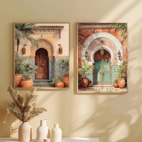 Cuadros marroquíes bohemios neutros de 60x80cm para decoración de salón 3