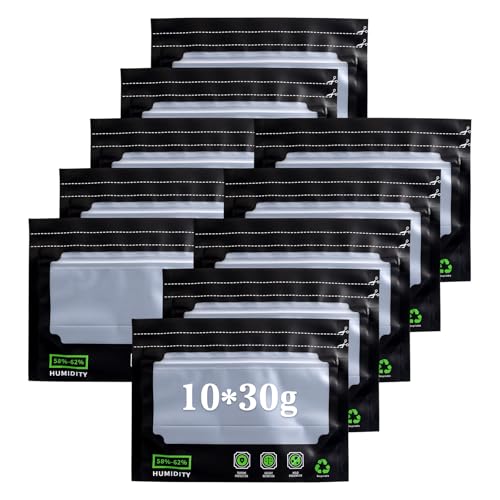10x 30g Grove Bags,Wiederverwendbare Aufbewahrungsbeutel,Luftdichte Aufbewahrungsbeutel mit Geruchskontrolle + UV-Schutz,Relativer Luftfeuchtigkeit Zwischen 58 und 62% Optimaler Schutz für Kräuter