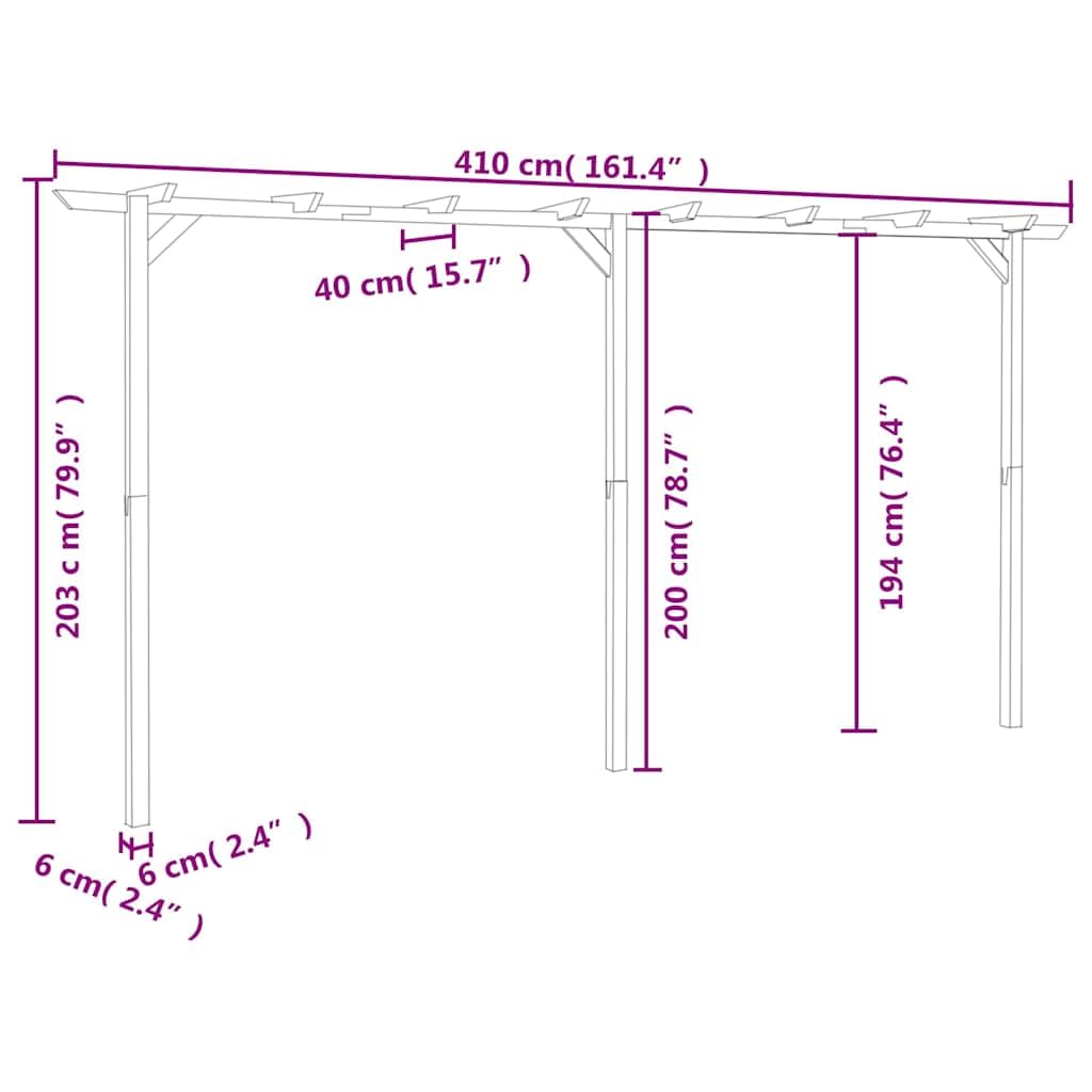 Pergola Ogrodowa, Patio Drewniane, łuk Kratowy dla Roślin Pnących (400 x 40 x 205 cm)