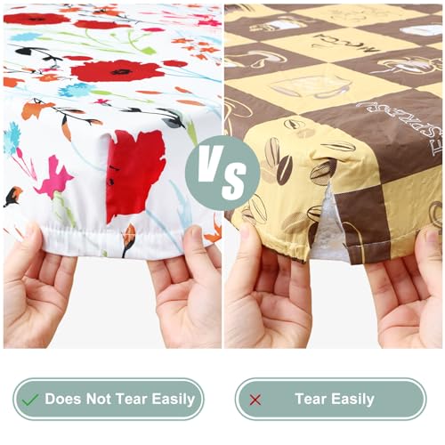 Image of misaya Picnic Table Cover with Bench Cover, Waterproof Elastic Fitted Tablecloth for 8 Foot Tables, Rectangle Washable Polyester Fabric Tablecloths for Picnic, Camping, Outdoor (Flower, 30 inch x 96 inch)