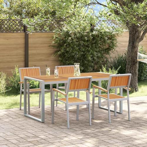 Genérico Conjunto de Comedor de Jardín 5 pcs Gris,Mobiliario,Muebles de jardín,Mesas de jardín,3284371